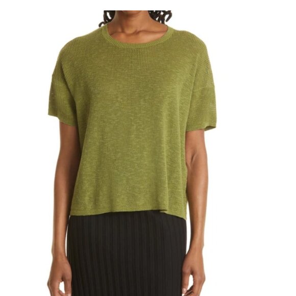 Eileen Fisher Organic Linen and Cotton Short-Sleeve Crewneck Pullover - Picture 3 of 8